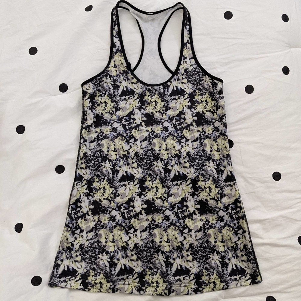 Lululemon Cool Racer Tank Black White Floral
